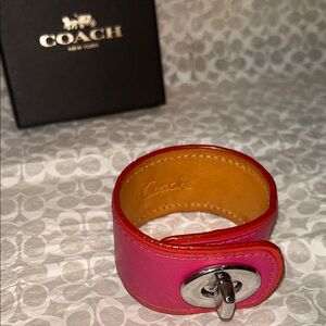 Coach Leather Turn-lock Cuff Bracelet